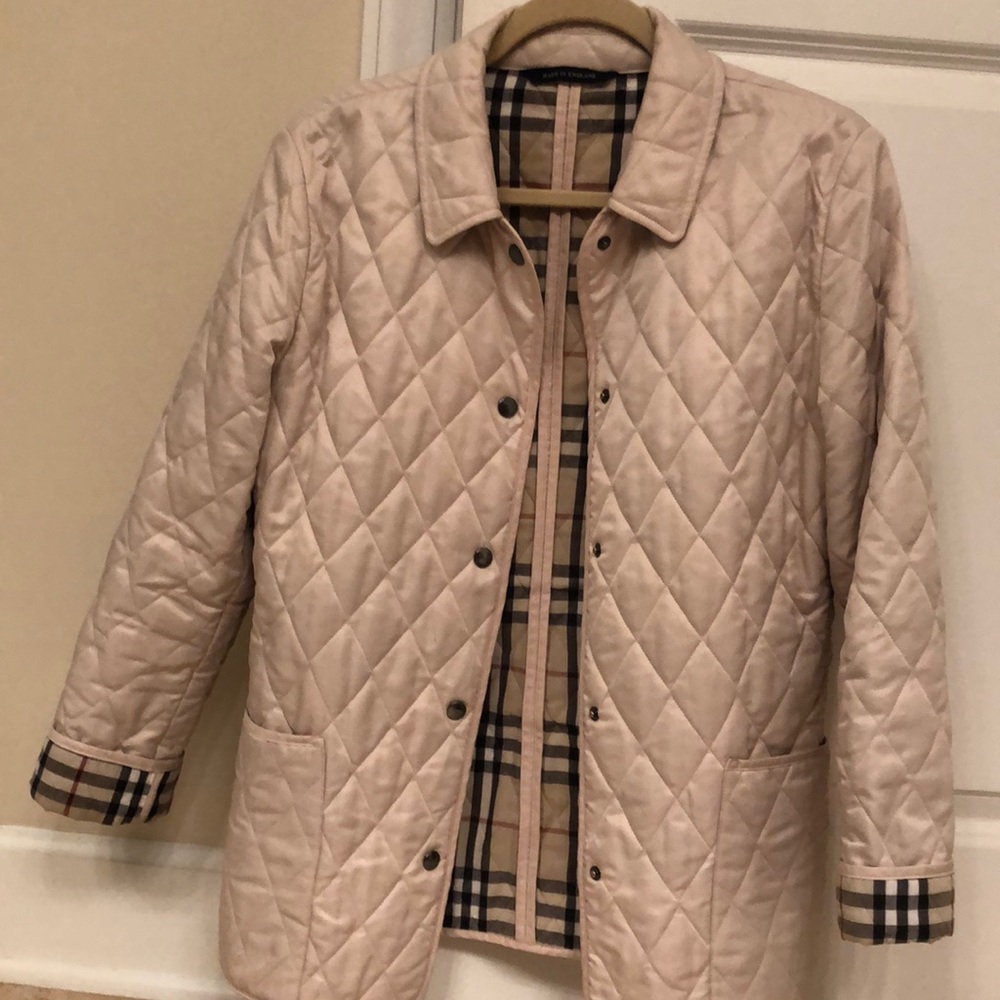 Vintage Burberry Beige Cream Quilted Jacket Coat